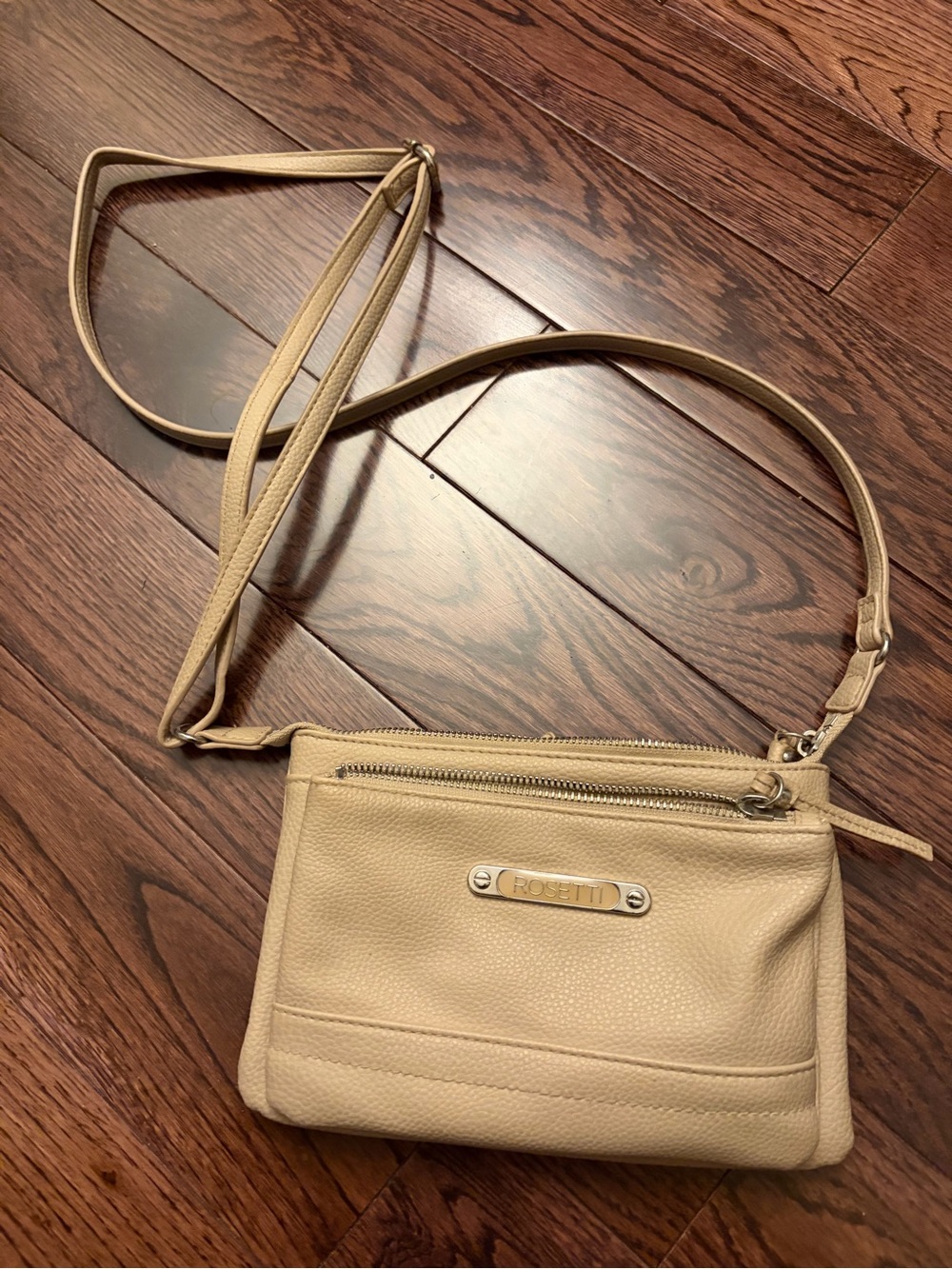 Rosetti Taupe Crossbody Bag with Front Zip Pocket